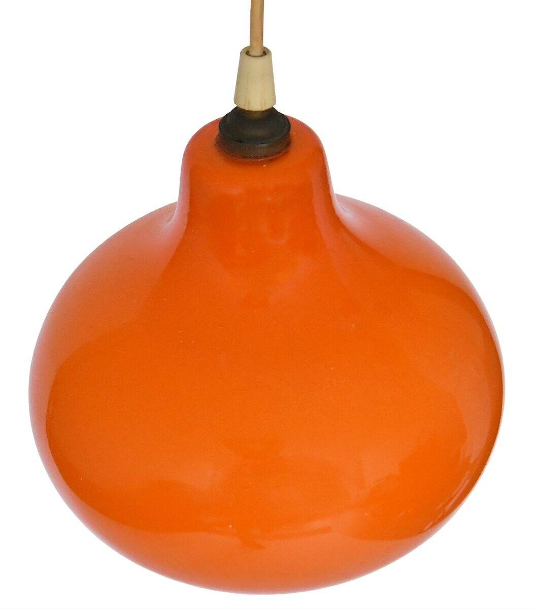 Suspension en opaline orange des années 1960