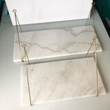 Lot of 2 marble and gold metal shelves