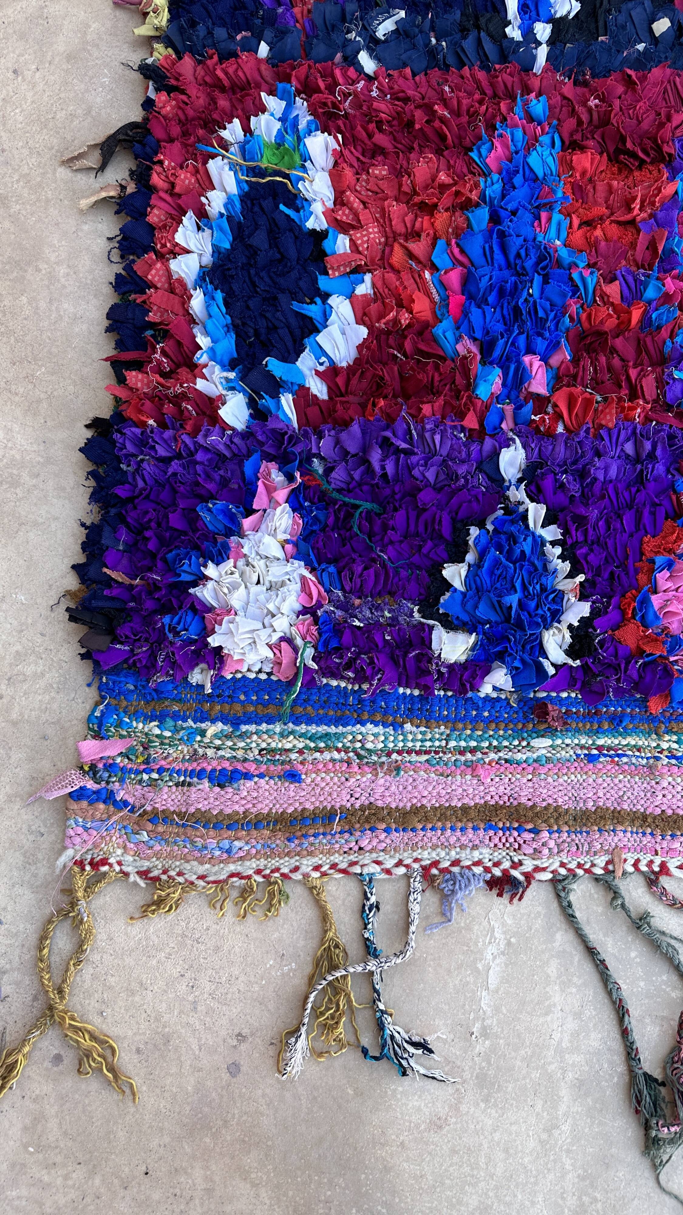 Moroccan carpet Boucherouite colored - 128 x 226 cm