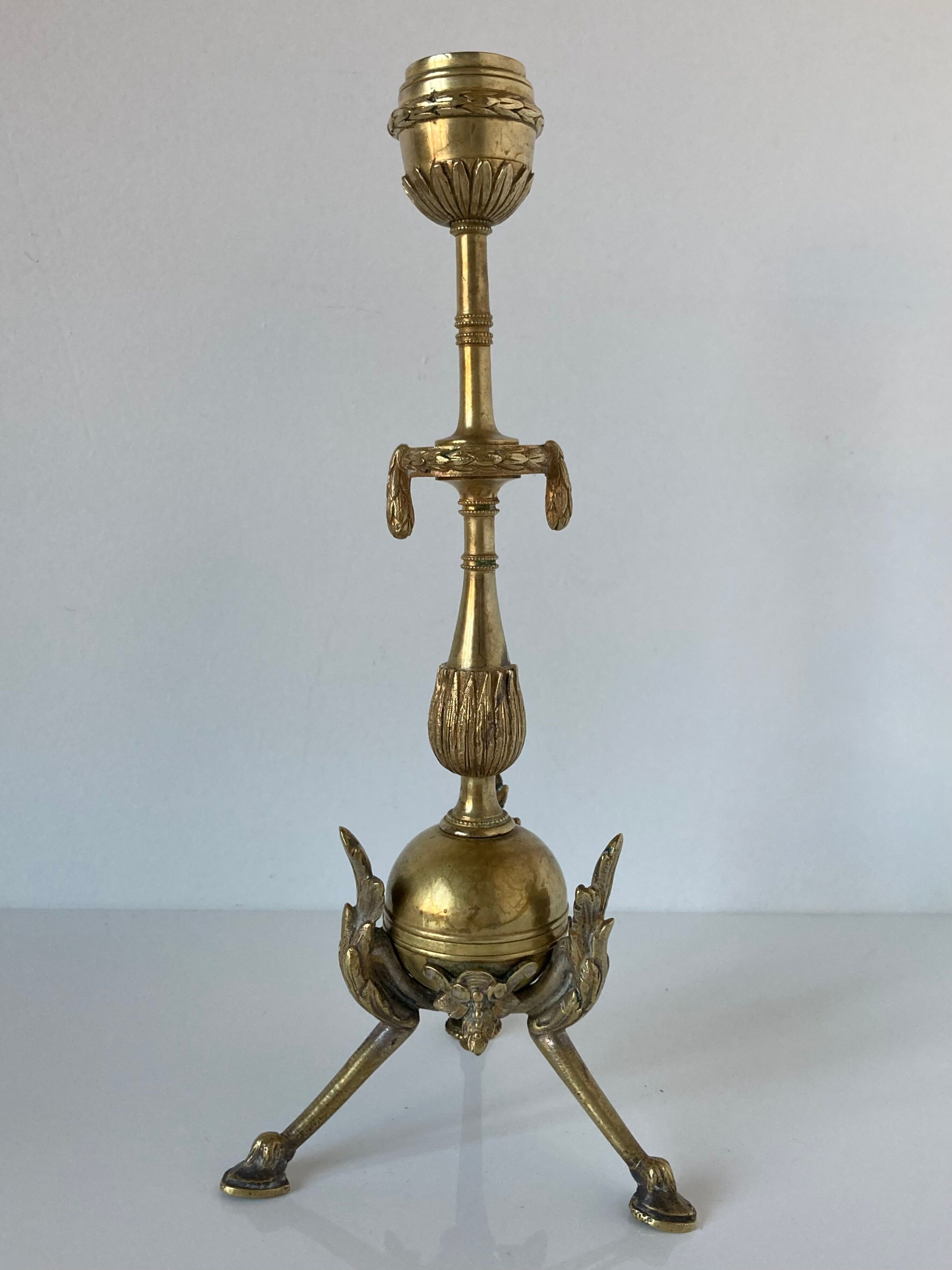 Pair of neoclassical style candlesticks in gilded bronze in the taste of Barbedienne