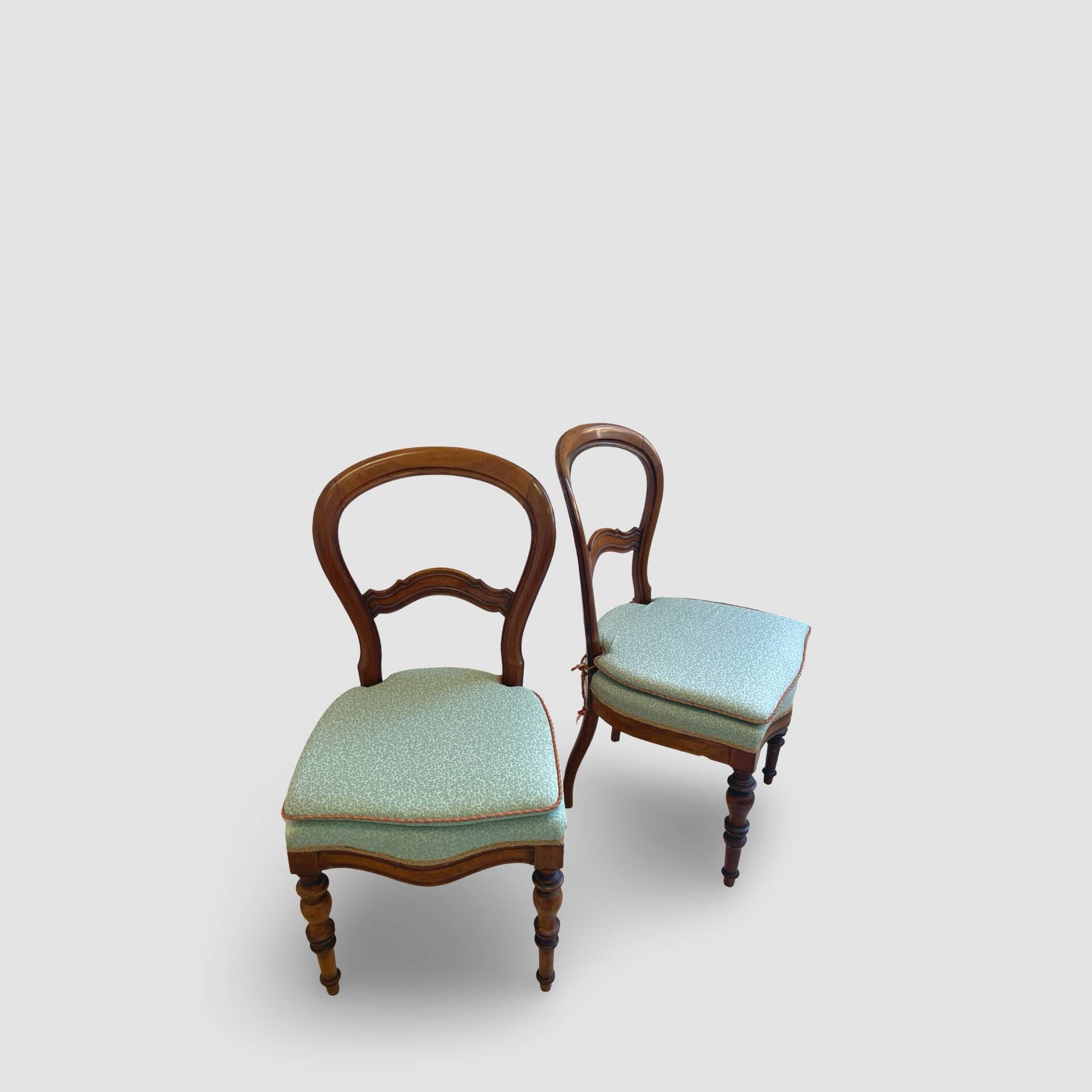 Antique Victorian era ballon back chairs and stool