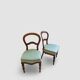 Antique Victorian era ballon back chairs and stool