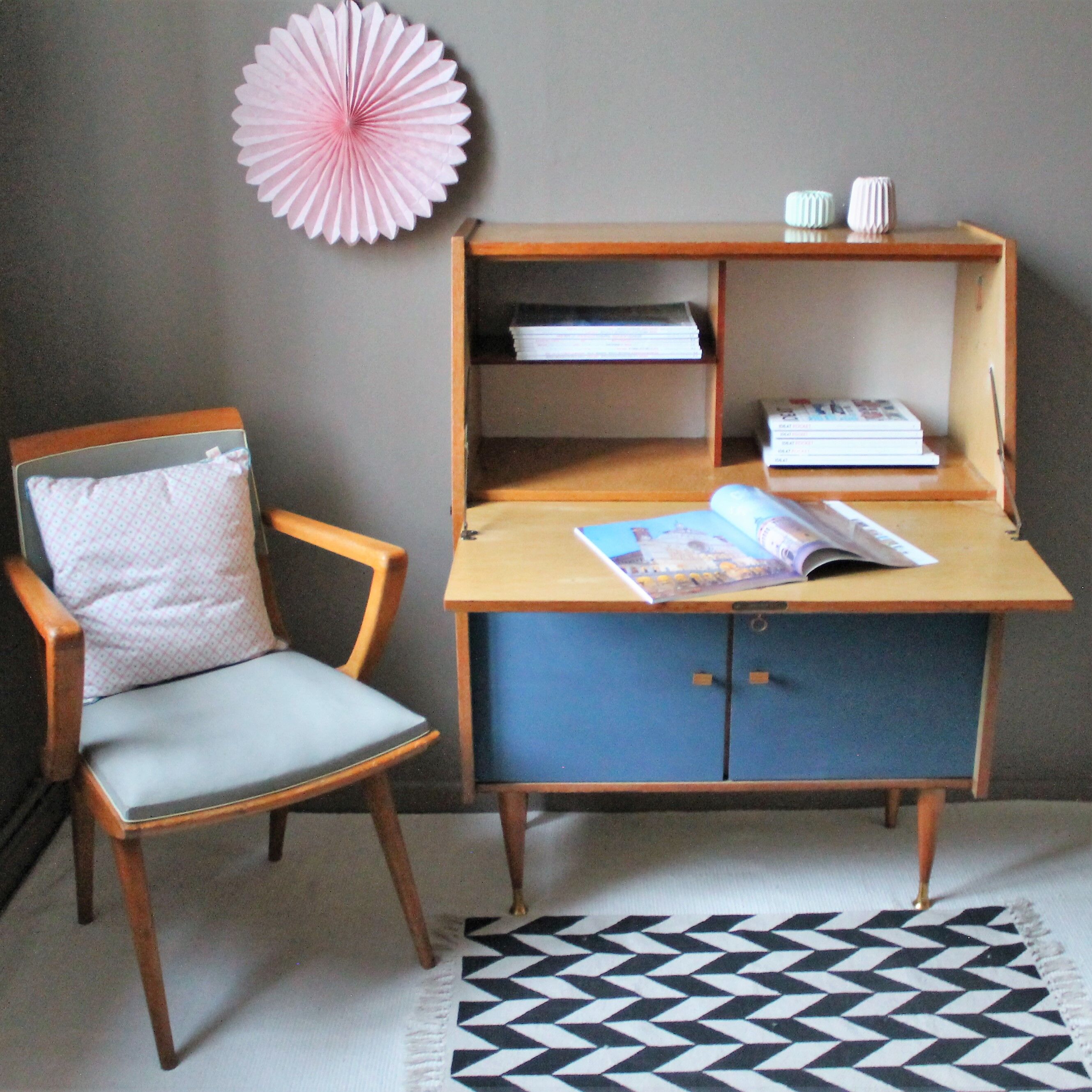 Meuble 'secrétaire-bureau' vintage
