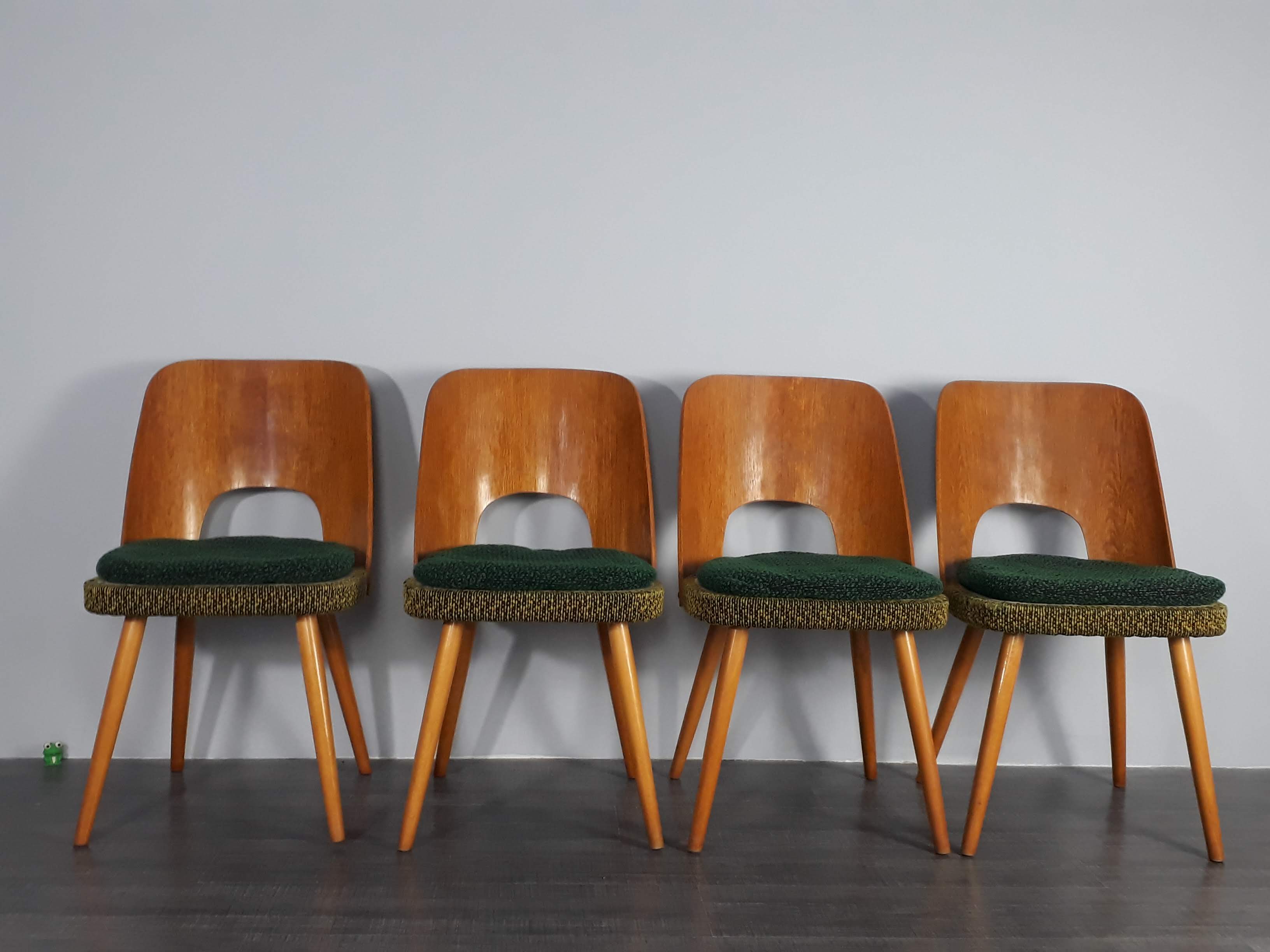 Set 4 chairs in beech Jirak Mid-Century Czechoslovakia 1960 s