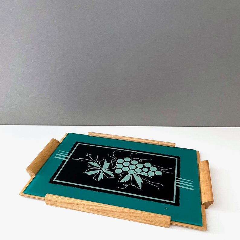 Green vintage serving tray