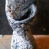 Louis Giraud's twisted double vase in Vallauris ceramic foam