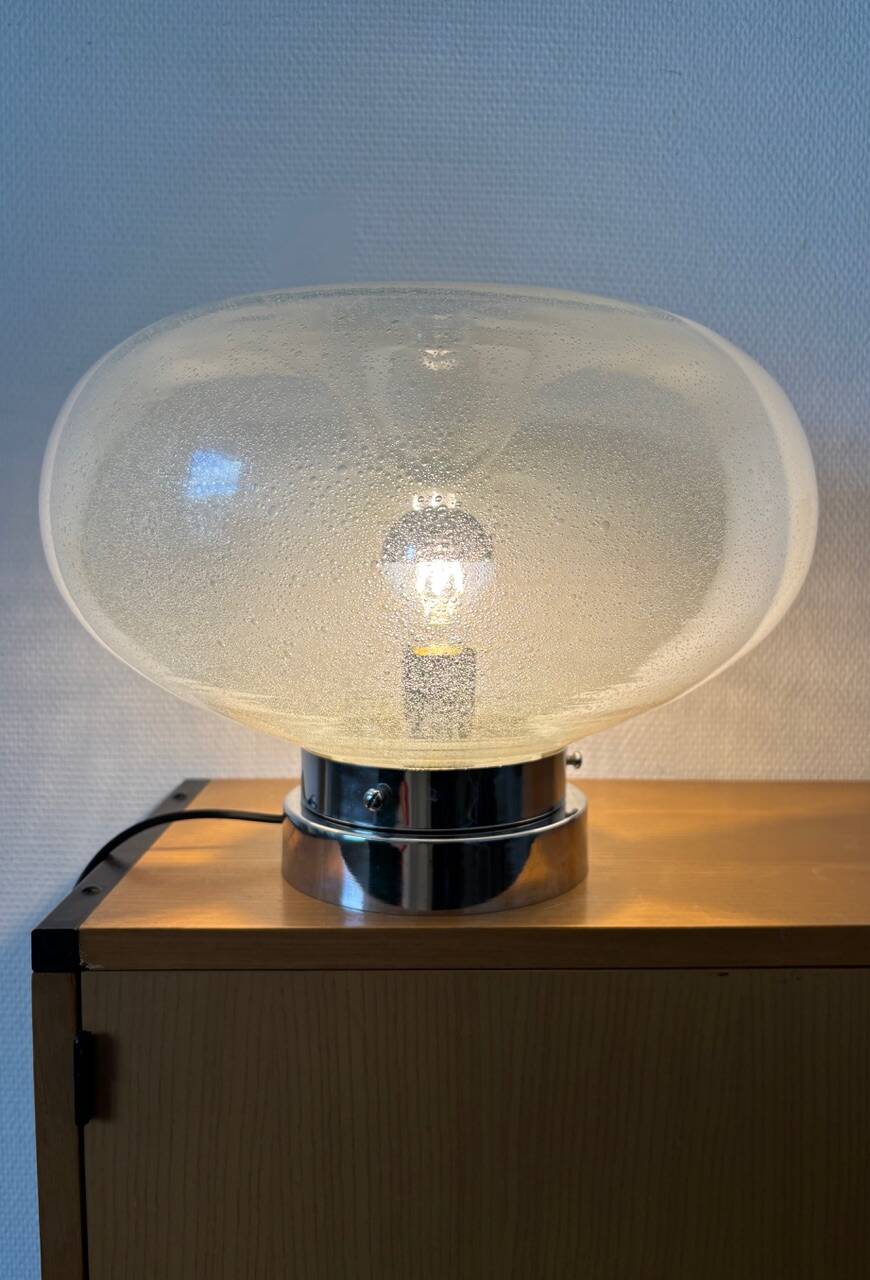 Mazzega Lampe Murano  Verre Puliginiso et inox 1971