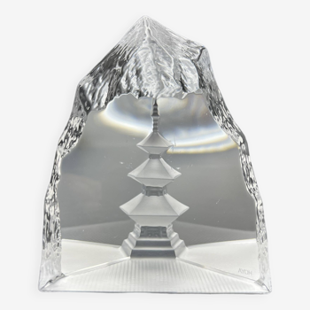 Hoya Japan crystal paperweight Pagoda decor