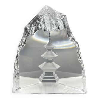 Hoya Japan crystal paperweight Pagoda decor