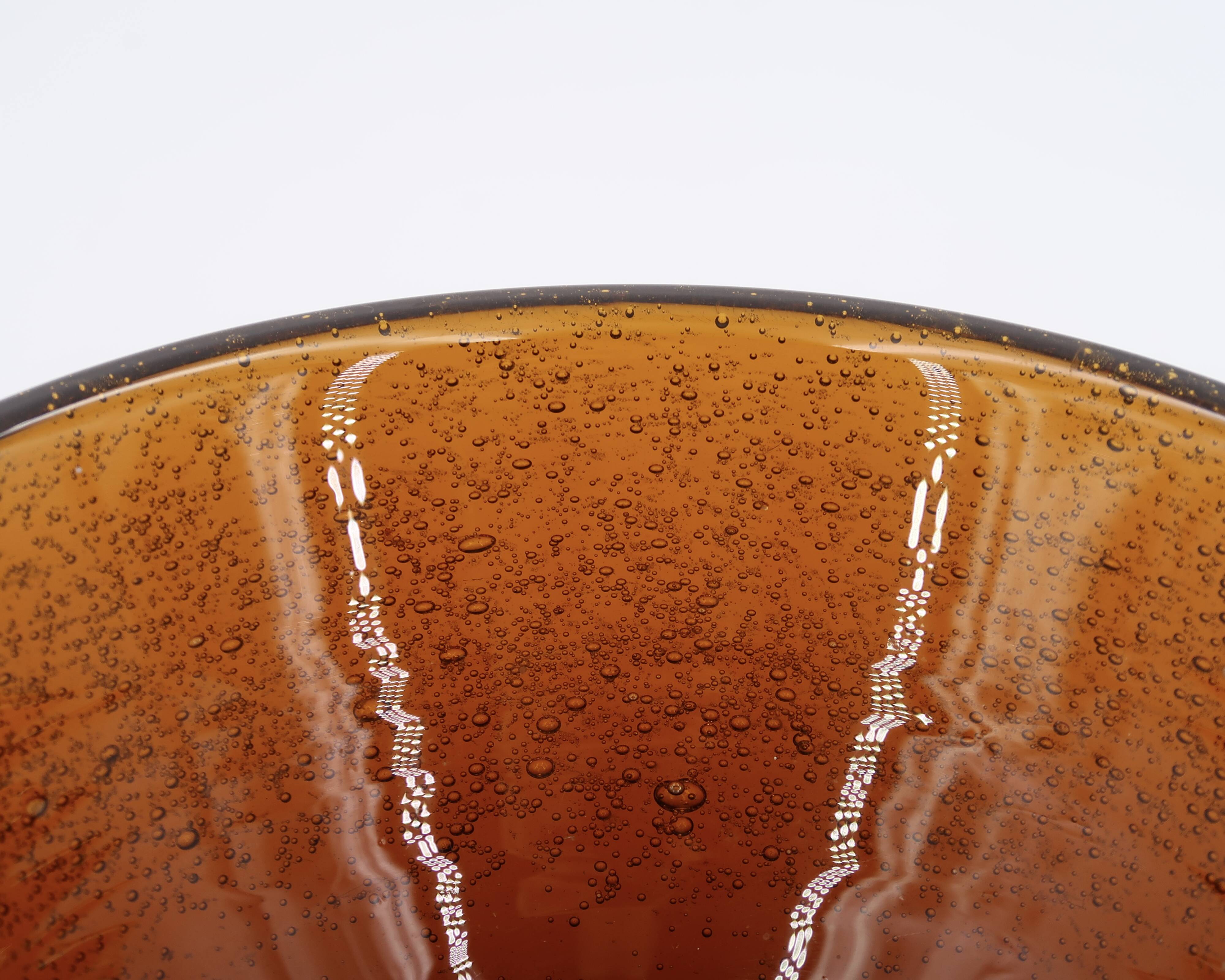 Cup in amber bubbled glass from Biot, 1970s