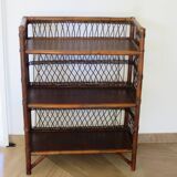 Bookcase - Bibus - 3 levels - woven rattan - bamboo - Vintage - 70s