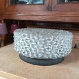 Plafonnier applique pointe diamant verre moulé base bakélite