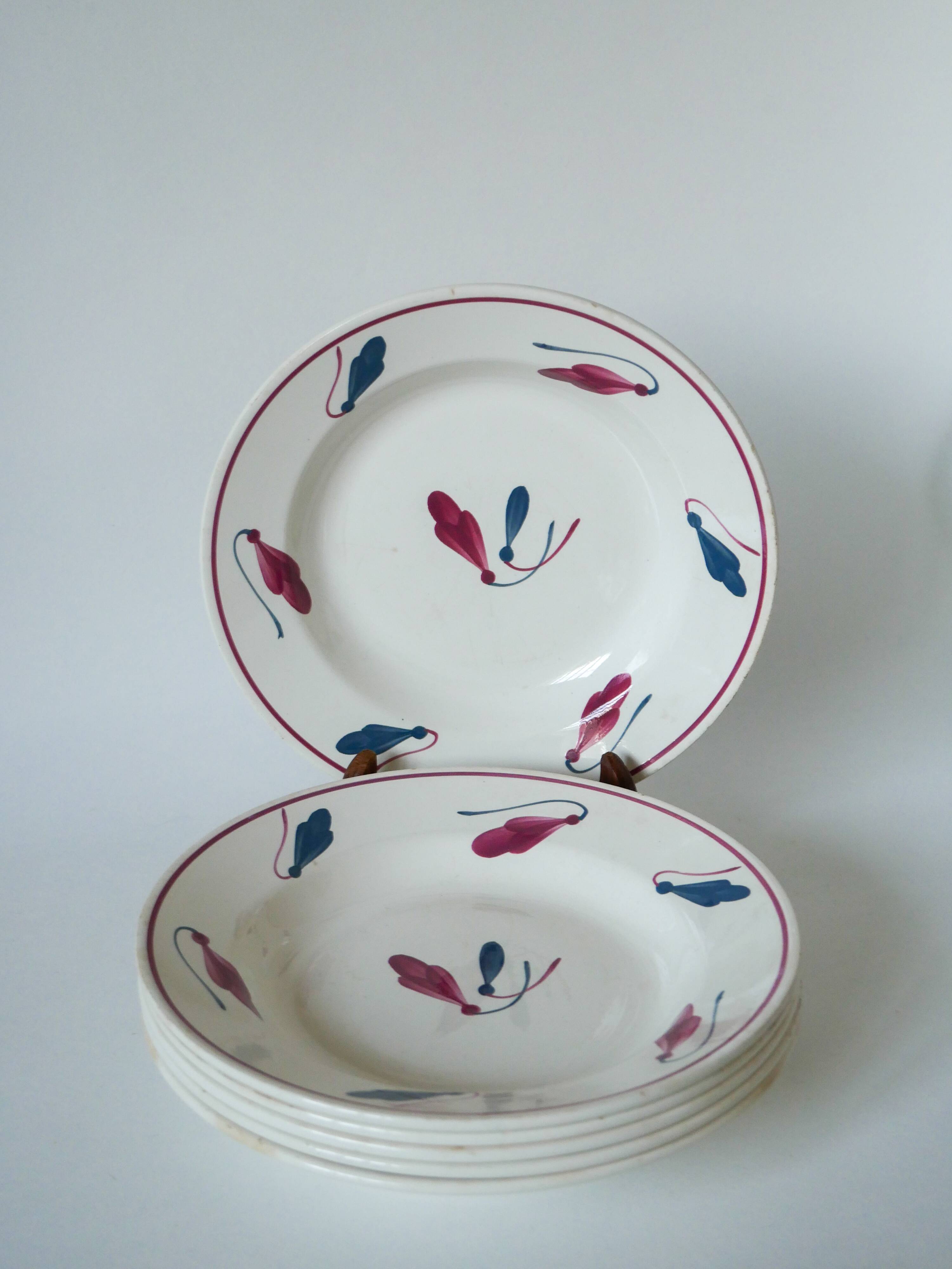 set of 6 Givors soup plates model Perce-Neige 1950