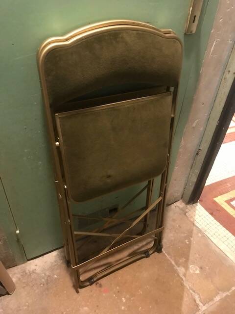 Pair of folding velvet chairs "Opera"