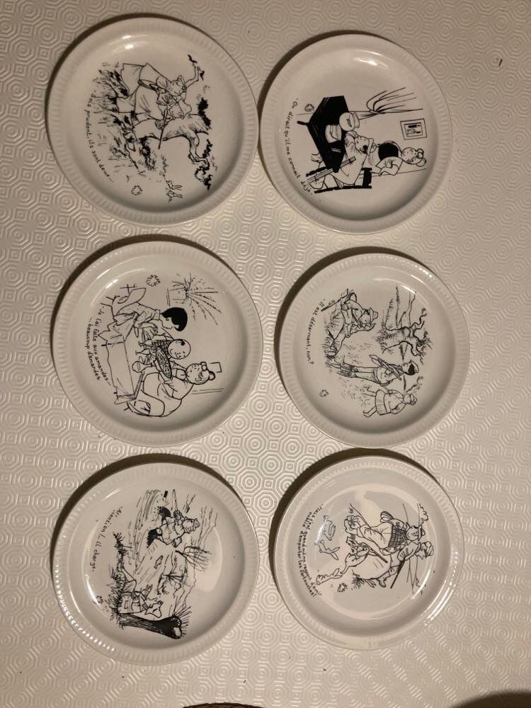 Lot 6 humorous plates by Jean Bellus