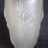 Joseph Inwald - Art Deco vase in pressed molded frosted glass, poppy motifs
