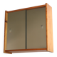 Wooden wall shelf with sliding mirror doors, 1970s