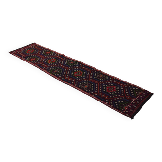 Tapis Kilim vintage turc anatolien fait main 327 cm x 74 cm