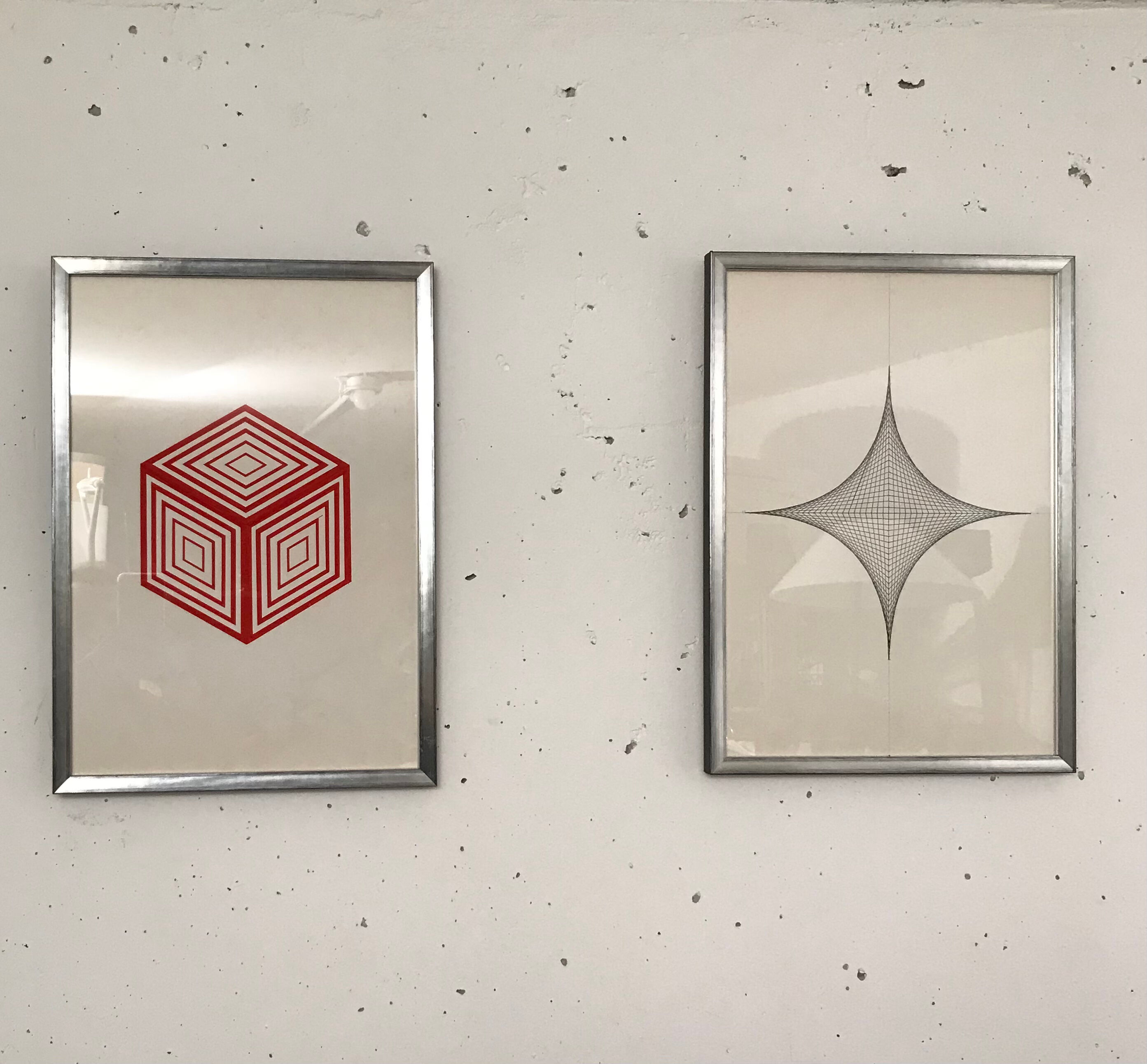 Series of two drawings, kinetic art, anonymous 1970