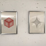 Series of two drawings, kinetic art, anonymous 1970