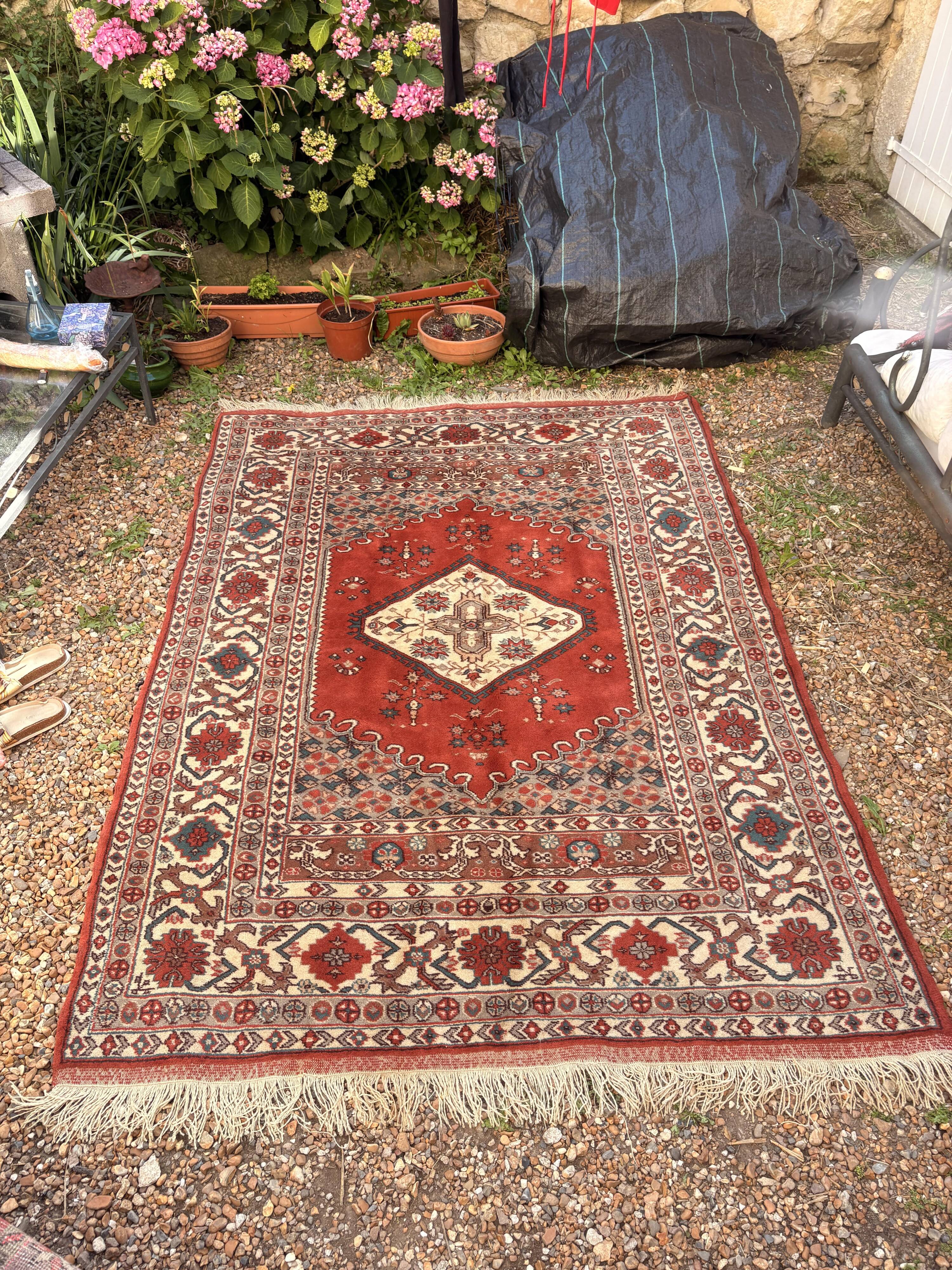 Anatolian Carpet Hand-Knotted Wool Turkey 200x170 Antique Vintage Oriental Red