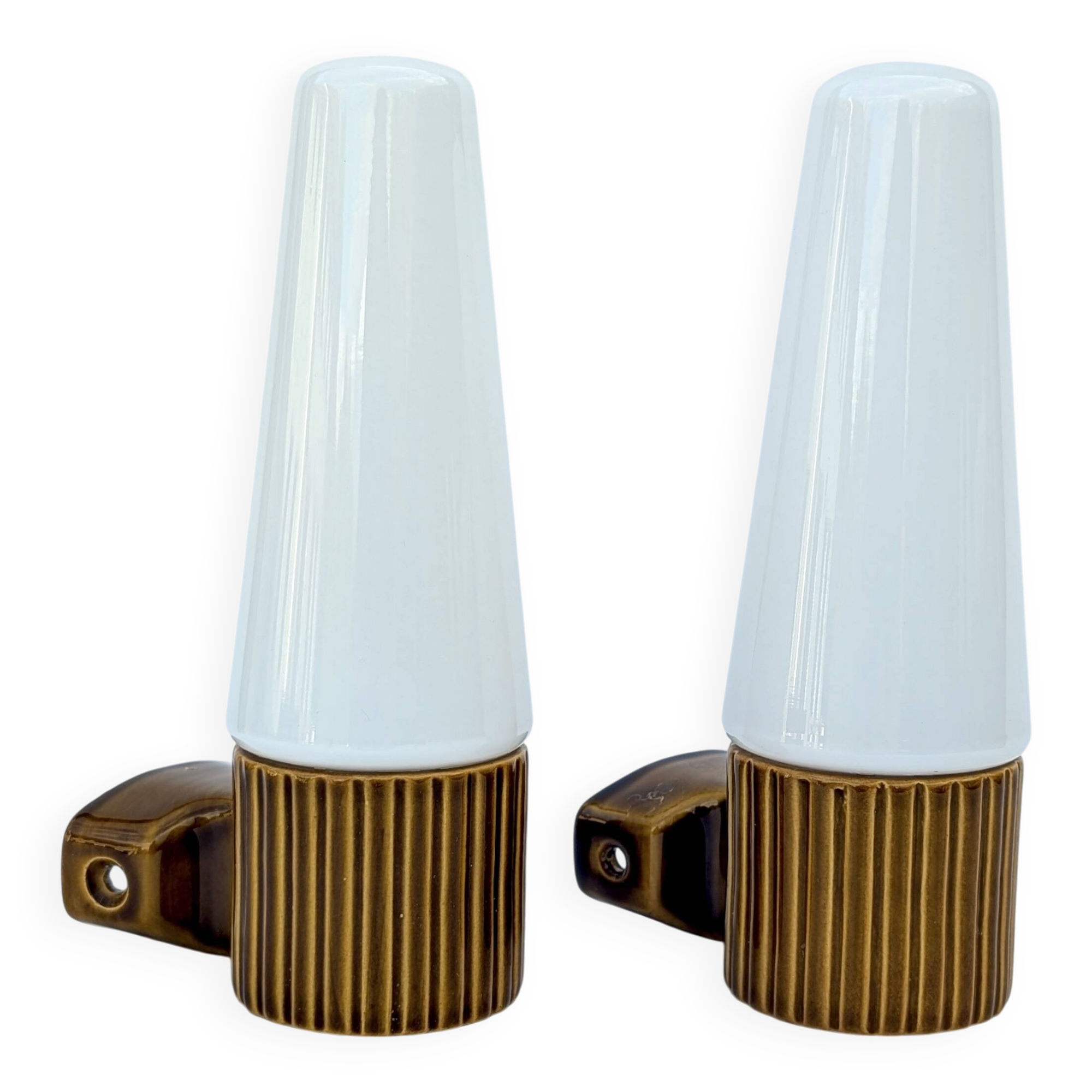 Pair of mustard-coloured ceramic wall lights IFÖ -Hans-Agne Jakobsson