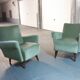 Fauteuil club année 50 60 déjà restauré vert d'eau