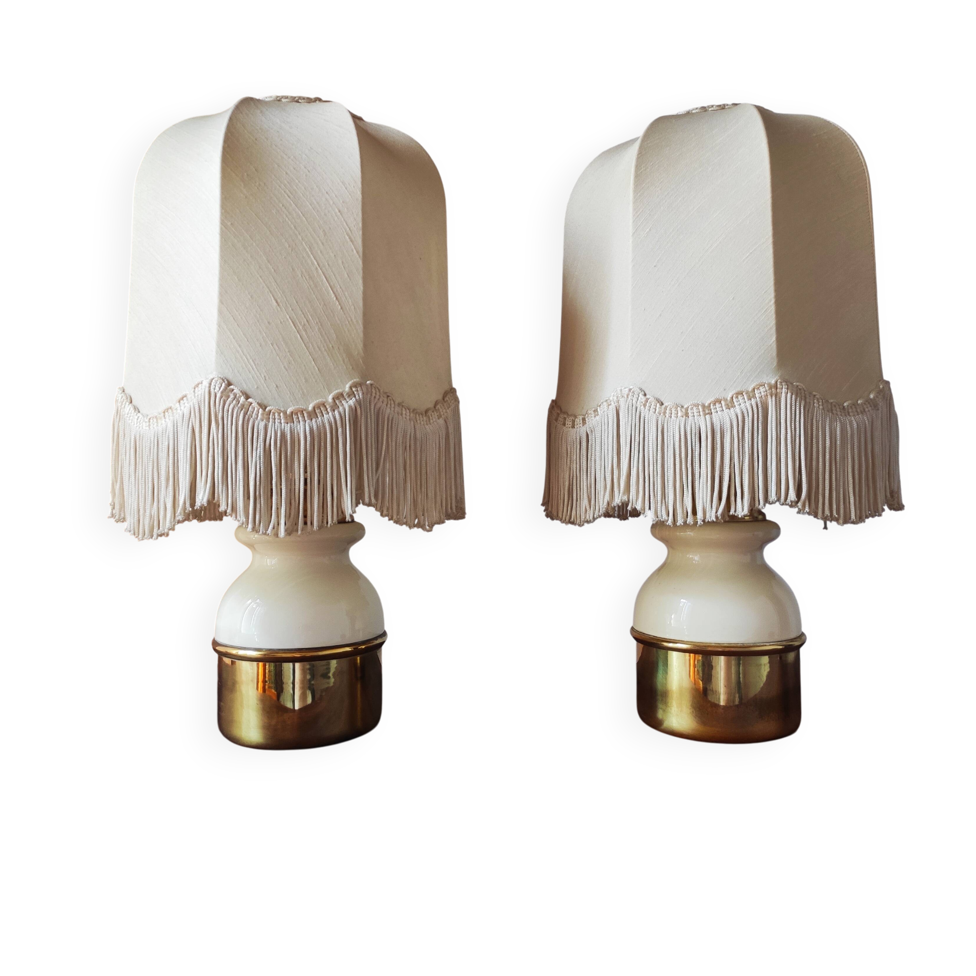 Pair of brass lamps