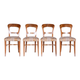 Set of four biedermeier walnut chairs, original condition, czechia, 1830s