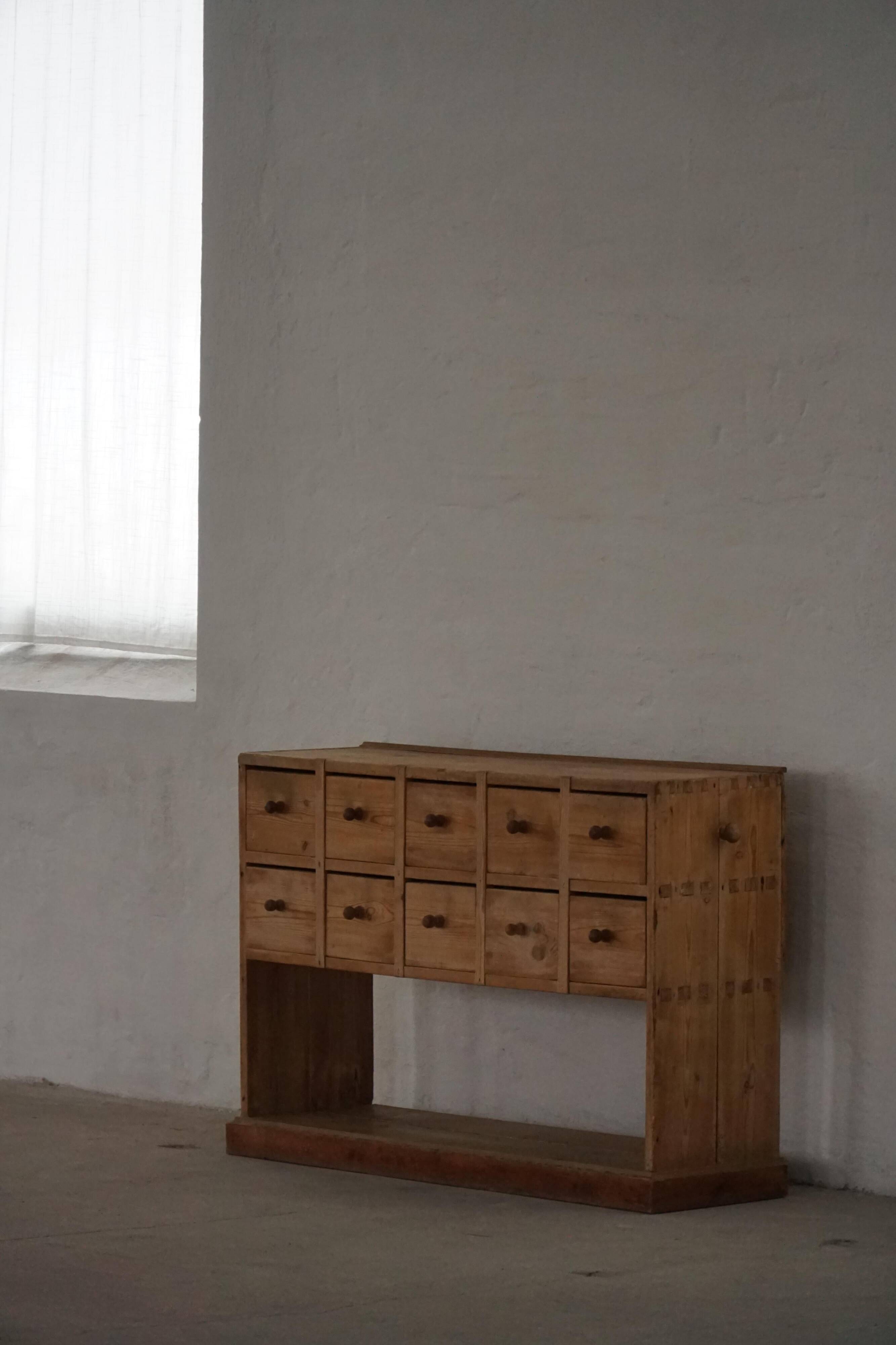 Danish apothecary cabinet in antique pine from the 19th century / Console, 1850–1880s