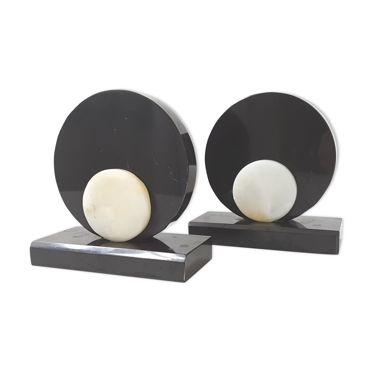 Pair of art deco marble bookends