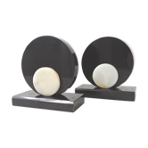 Pair of art deco marble bookends