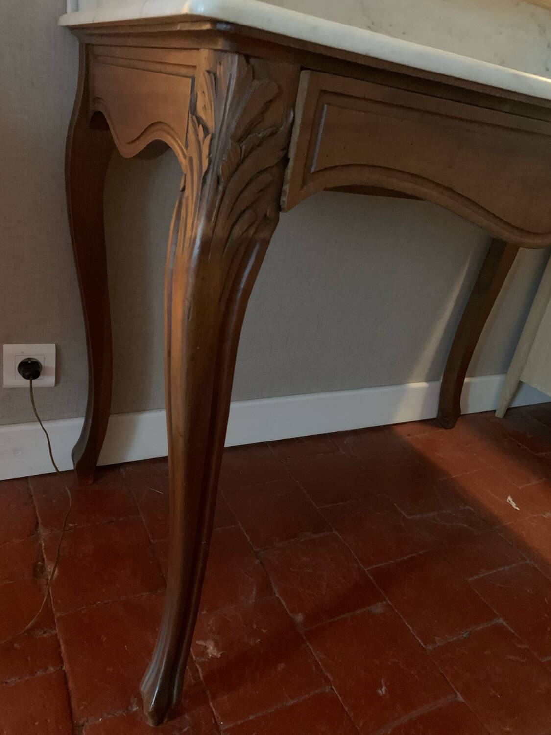 Old wooden and marble dressing table