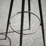 Set of 4 bar stools, metal and imitation leather stool, high stool