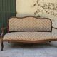 Moulded wooden bench with floral upholstery – Old-fashioned charm