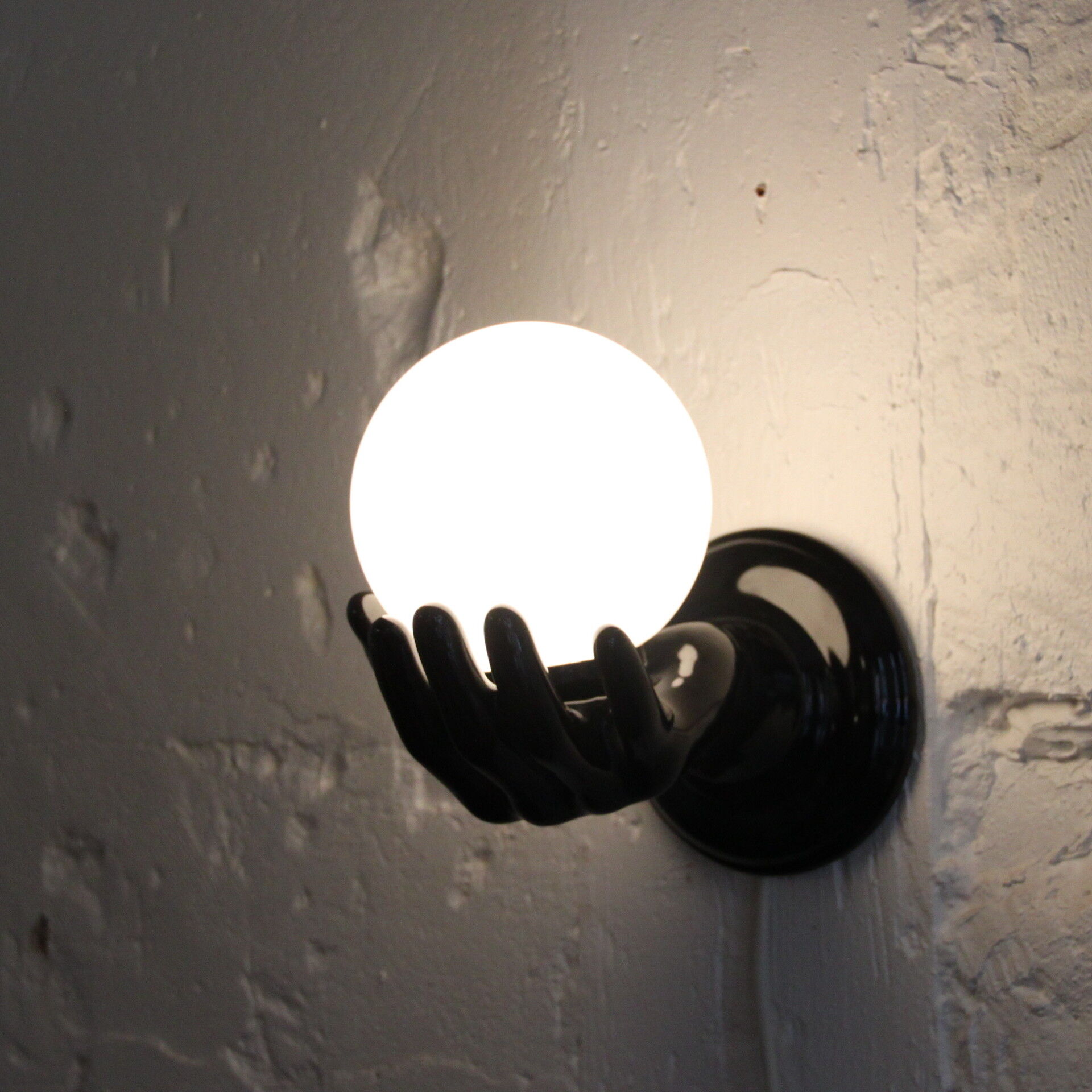 Hand vintage ceramic porcelain globe black wall lights opaline