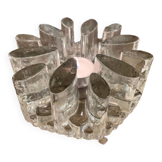 Dessous de plat/Chauffe plat en cristal design années 70