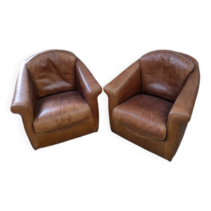 Paire de fauteuils cuir