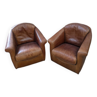 Pair of leather armchairs