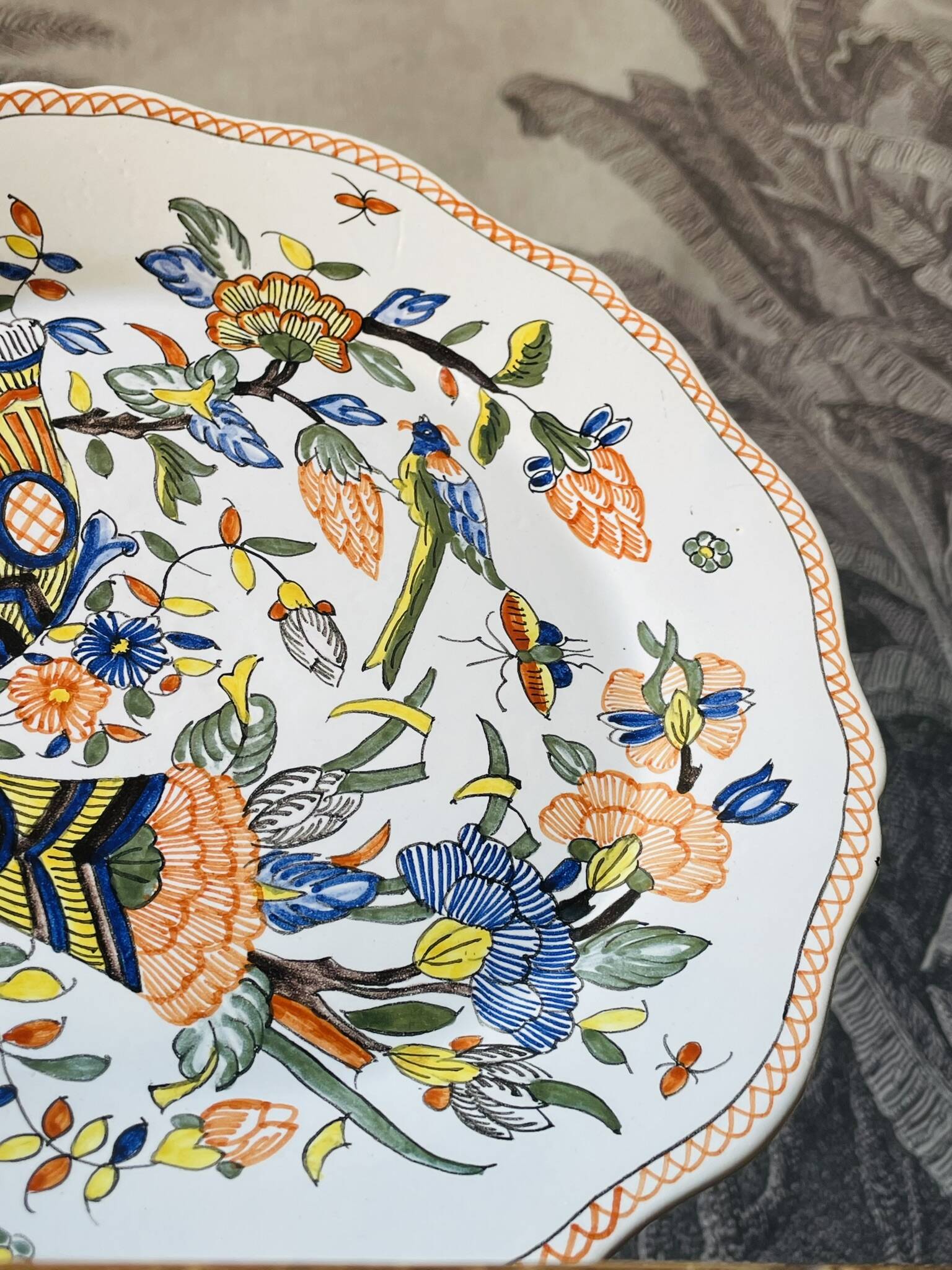 Decorative plate made of Rouen earthenware