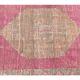 Vintage pink geometric Turkish hand-knotted runner 92x356