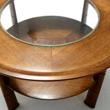 Round Solid Walnut and Crystal Coffee Table attr. to Paolo Buffa, Italy