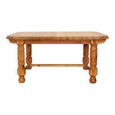 Table en pin, design danois, années 1970, fabrication : Danemark
