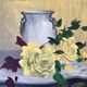 Painting oil on canvas flowers still life vintage 50s