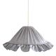 Suspension Emilia, pleated lampshade with frills, grey stripes.