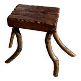 Solid wood stool in brutalist style