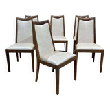 Suite de 6 chaises GPlan en teck et assise en skai des années 1970