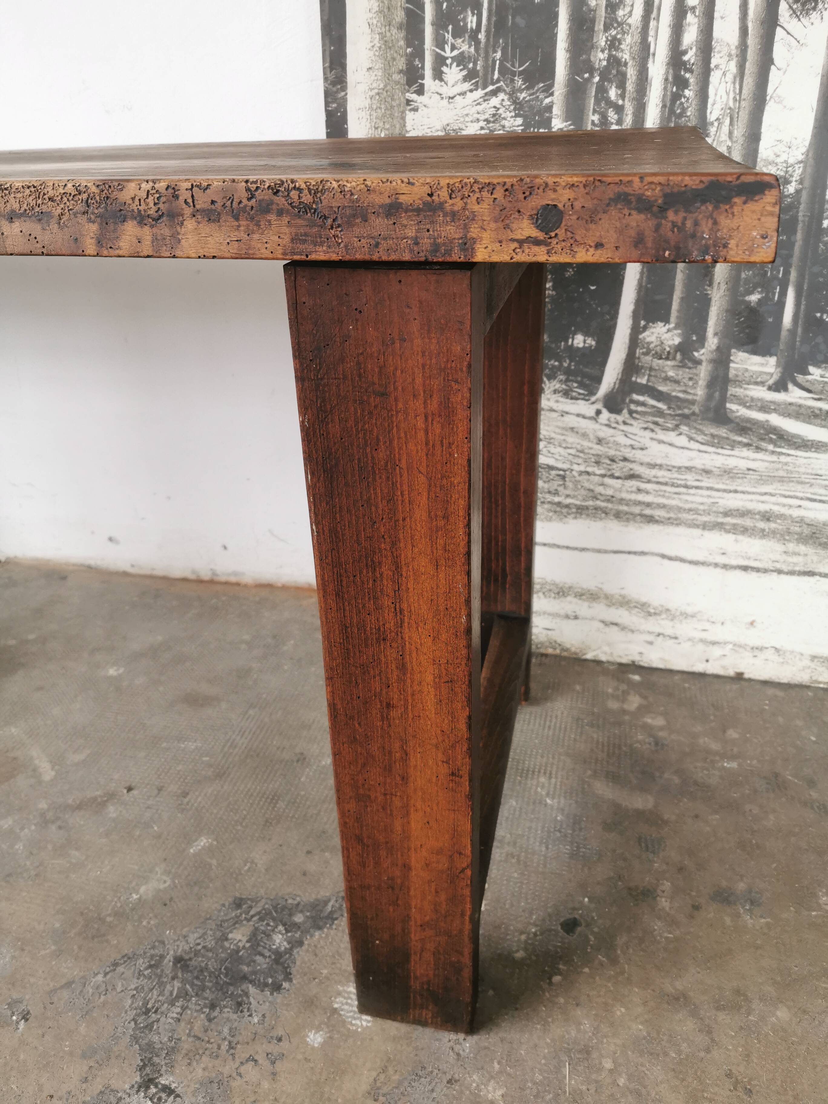 Workbench, brutalist console, solid wood