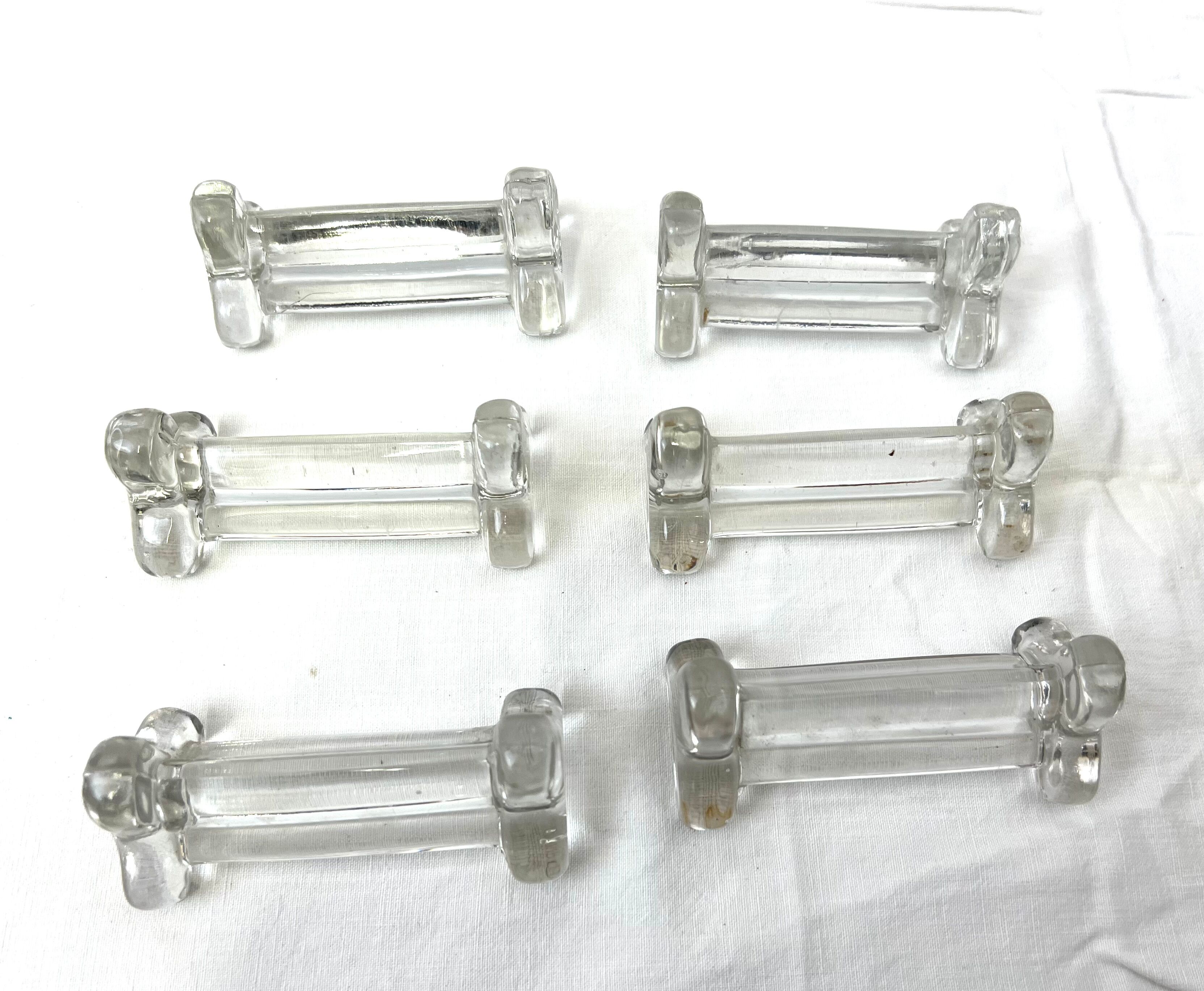 6 vintage glass knife holder year 60