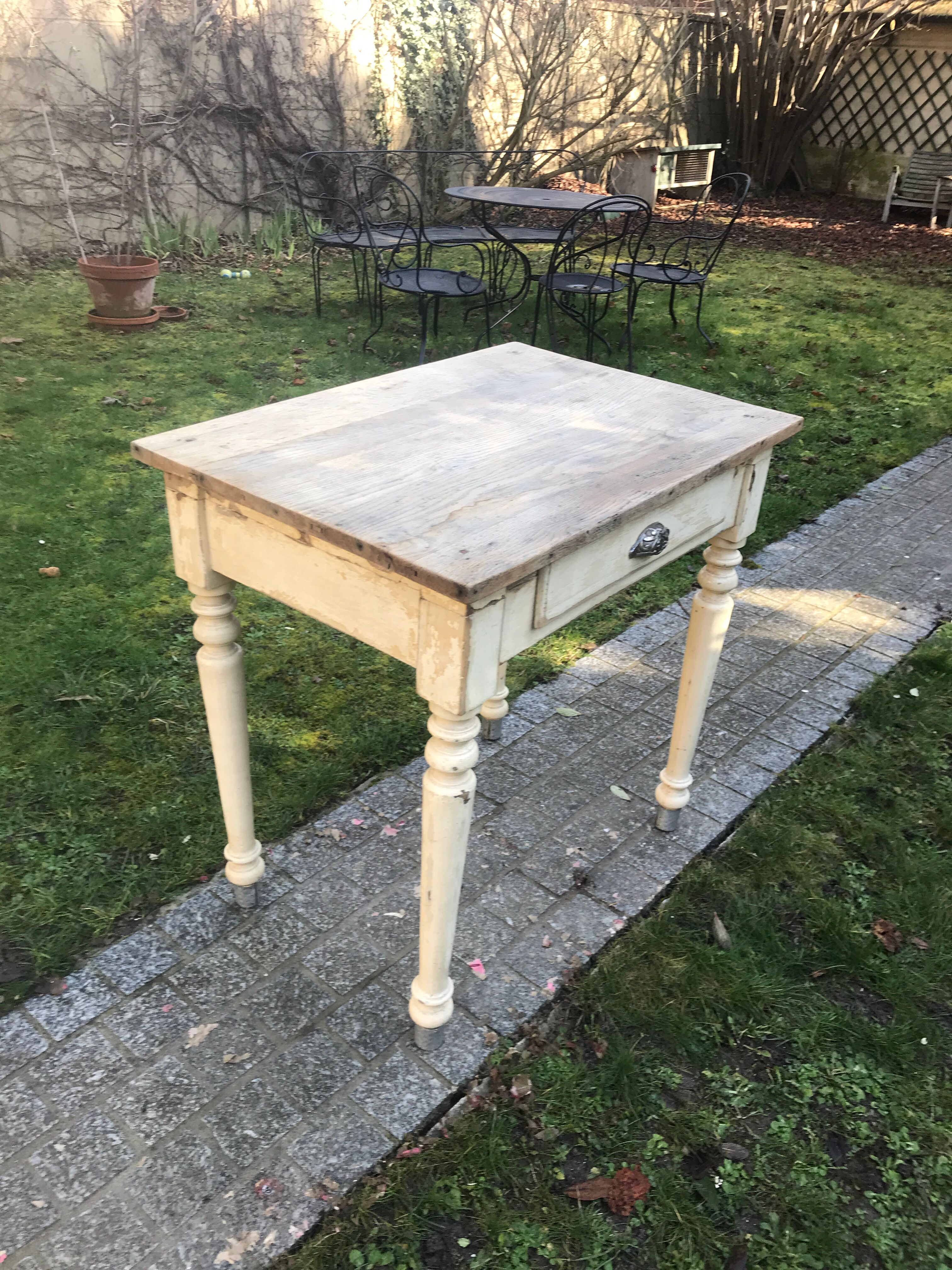Ancient small farm kitchen table 1940